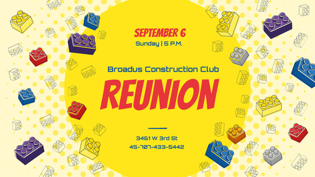 Construction Club Event Toy Constructor Bricks Frame FB event cover Design Template