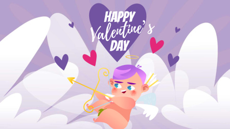 Designvorlage Valentine's Day Cupid in Purple für Full HD video