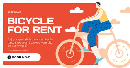 Bicycles for Rent Offer on Red Facebook AD – шаблон для дизайна