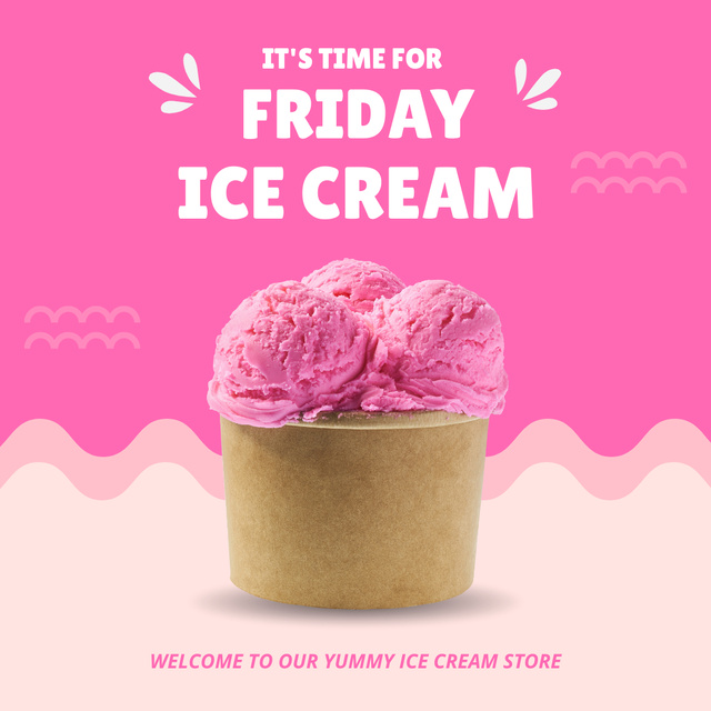 Friday Ice-Cream Offer Instagramデザインテンプレート