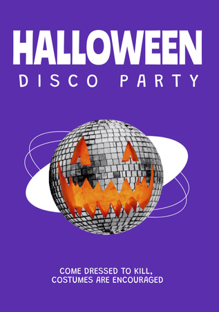 Halloween Disco Party Announcement Flyer A5 Design Template