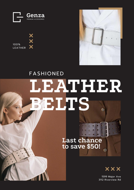 Ontwerpsjabloon van Poster van Accessories Store Ad with Women in Leather Belts