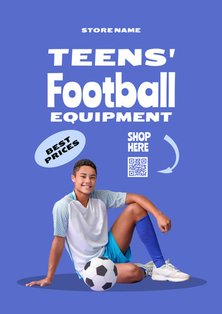 Designvorlage Verkauf von Fußballausrüstung für Jugendliche für Poster