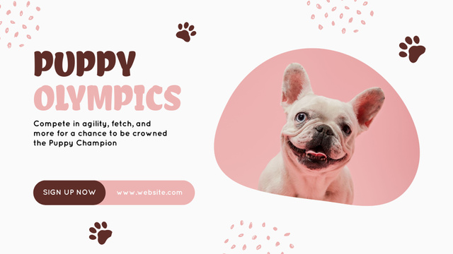 Plantilla de diseño de Cute Puppies Olympics FB event cover 