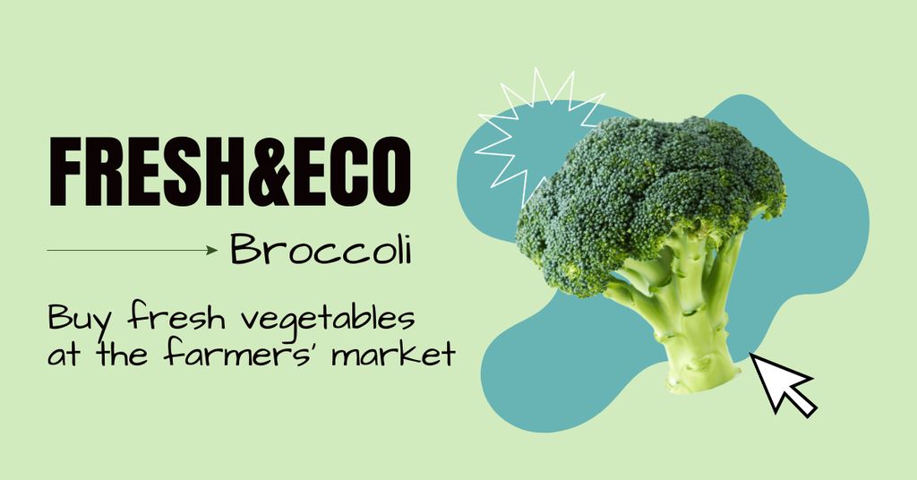 Fresh Broccoli Sale Announcement Facebook ADデザインテンプレート