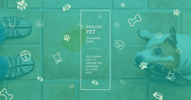 Plantilla de diseño de Pet veterinary clinic Ad with Cute Puppy Facebook AD 