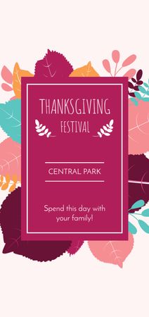 Platilla de diseño Thanksgiving Festival Announcement with Autumn Leaves Flyer DIN Large