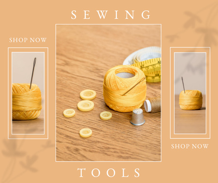 Sewing tools and equipment Facebook Design Template