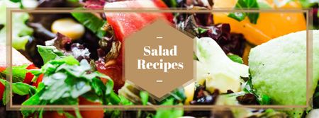 Recipes Ad with Healthy Salad Facebook cover Design Template