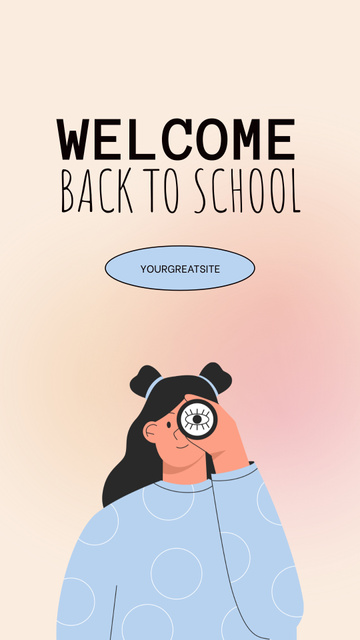 Back to School Announcement With Gradient And Illustration Mobile Presentation Design Template