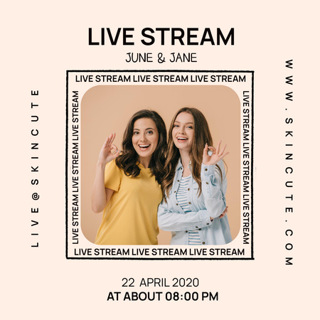 Live Stream Announcement with Young Girls Instagram Design Template