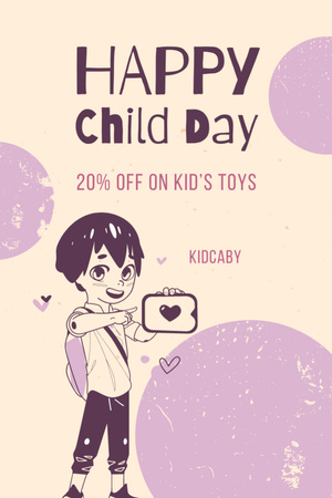 Child Day Celebration With Discount on Toys Postcard 4x6in Vertical Design Template