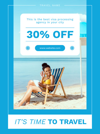 Travel and Relaxation on Sunny Beach Poster US Design Template