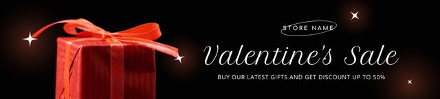 Valentine's Day Sale Announcement with Gift Box Ebay Store Billboard Tasarım Şablonu