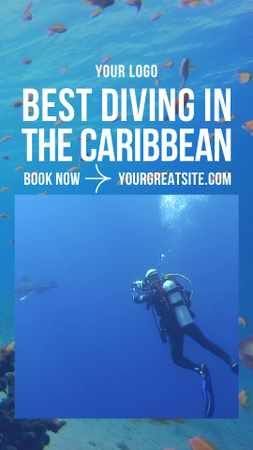 Scuba Diving Ad with Man Underwater TikTok Video Design Template