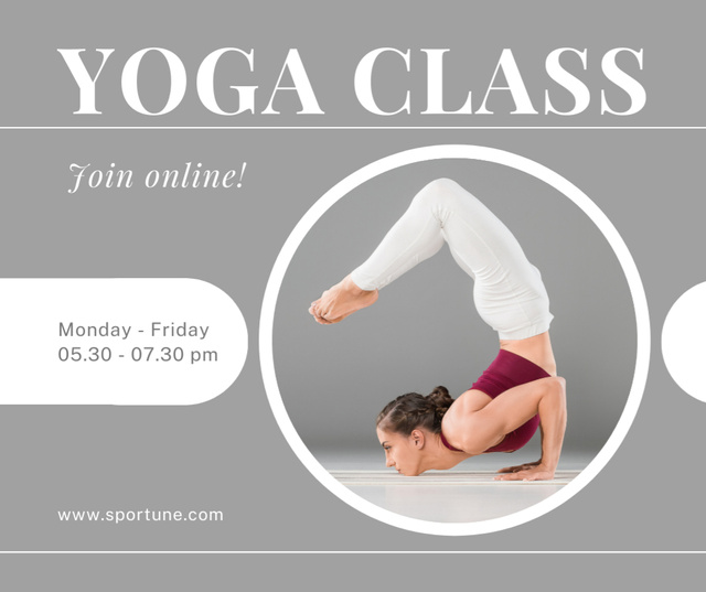 Designvorlage Yoga Classes Announcement on Grey für Facebook