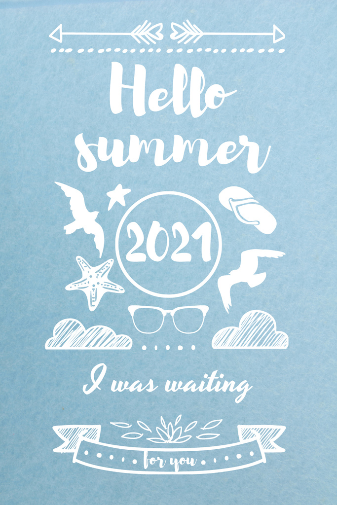 Modèle de visuel Summer Trip Offer with Doodles in Blue - Pinterest
