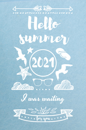 Summer Trip Offer with Doodles in Blue Pinterest Design Template