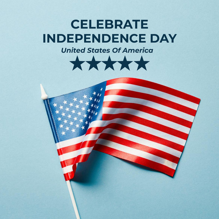 USA Independence Day Celebration Announcement with Silk Flag Instagram Design Template