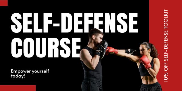 Promotional Discounts Online Self-Defense Courses Twitter Design Template