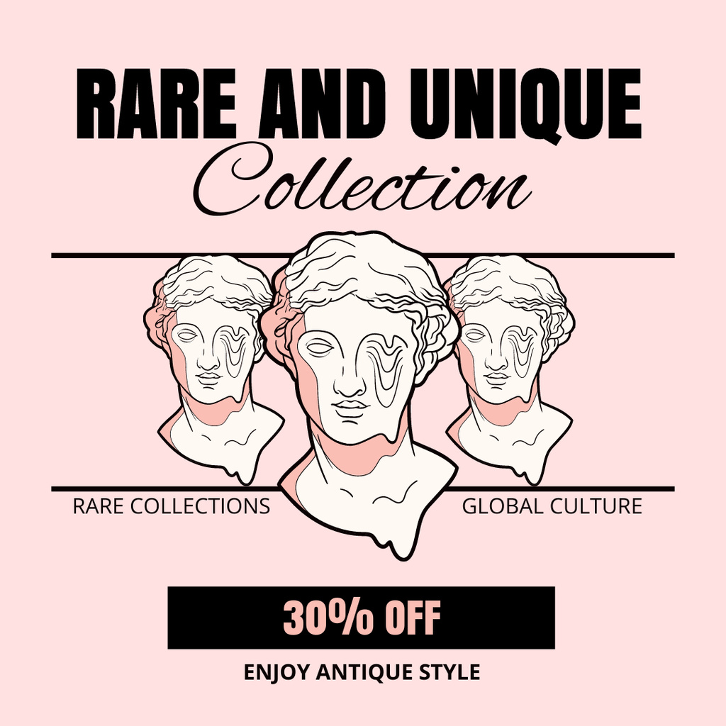 Rare Items And Collections With Discounts Offer Instagram AD Design Template