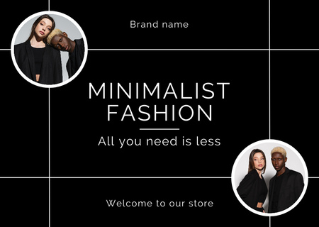 Designvorlage Minimalistisches Werbelayout für Modekleidung für Card