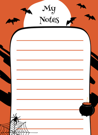 Halloween Notes Orange Spooky Notepad 4x5.5in Design Template