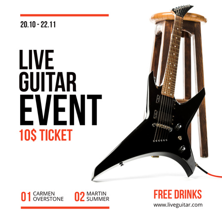 Template di design Annuncio dell'evento di chitarra dal vivo Instagram
