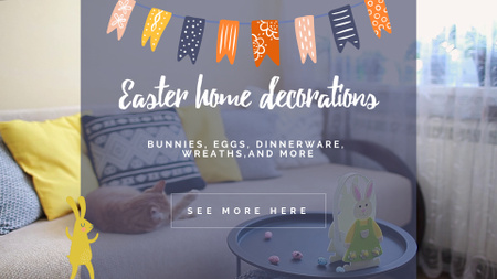 Home Decoration For Easter With Cat And Bunny Full HD video Design Template