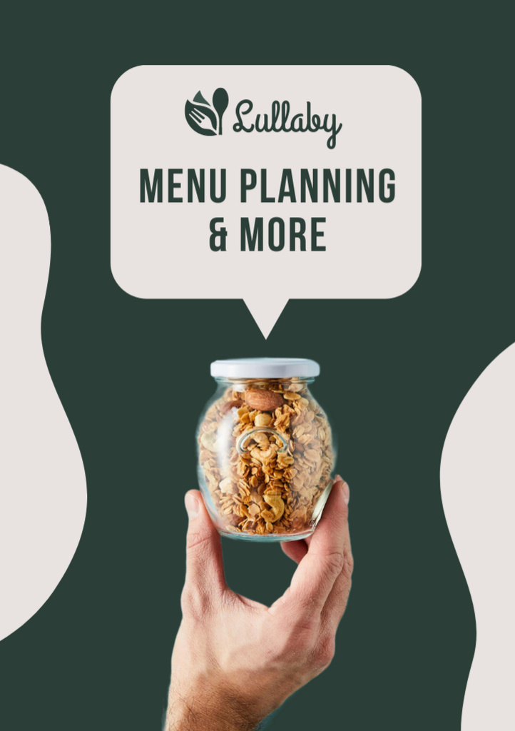 Healthy Menu Planning Offer with Jar of Granola in Hand Flyer A5 Design Template