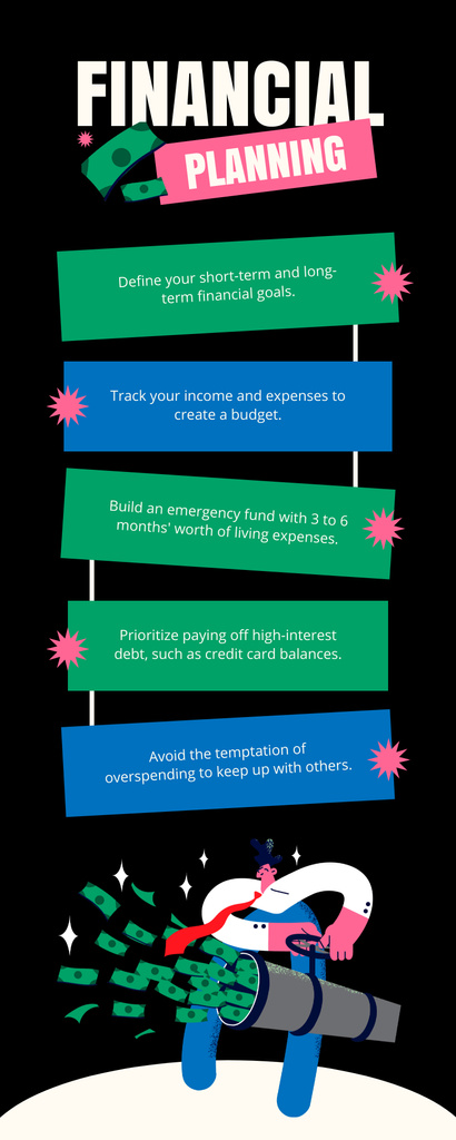 Financial Planning with Creative Illustration Infographic Πρότυπο σχεδίασης