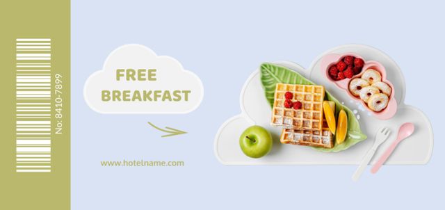 Free Breakfast Offer with Sweet Waffles Coupon Din Large Design Template