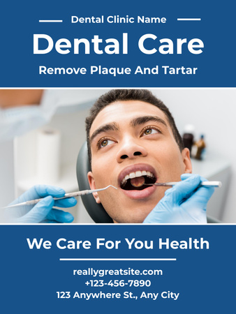 Designvorlage Anzeige von Dental Care Services mit Patient für Poster US
