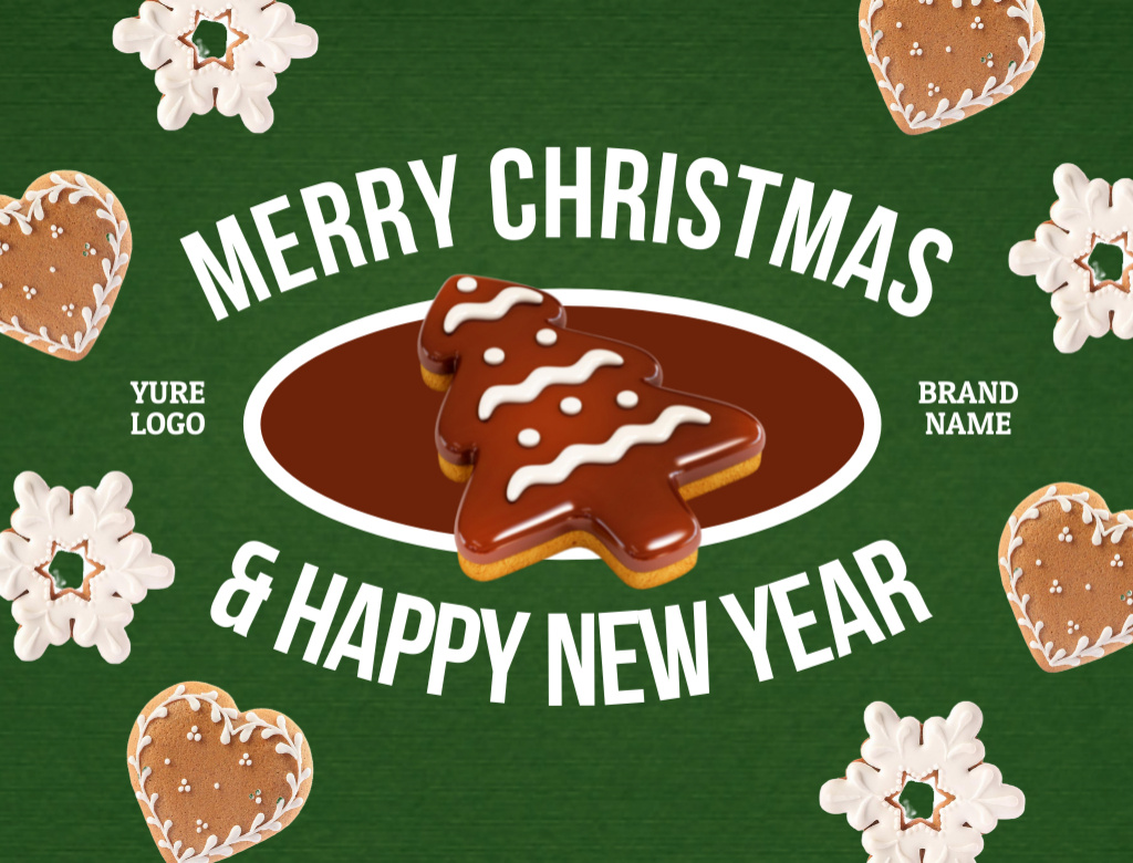 Christmas Greeting with Holiday Cookies Postcard 4.2x5.5in – шаблон для дизайна