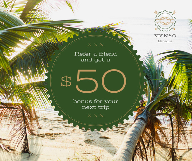 Summer Trip Offer Tropical Palm Trees Facebook tervezősablon