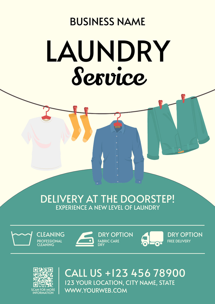 Modern Laundry Service Offer Poster Design Template
