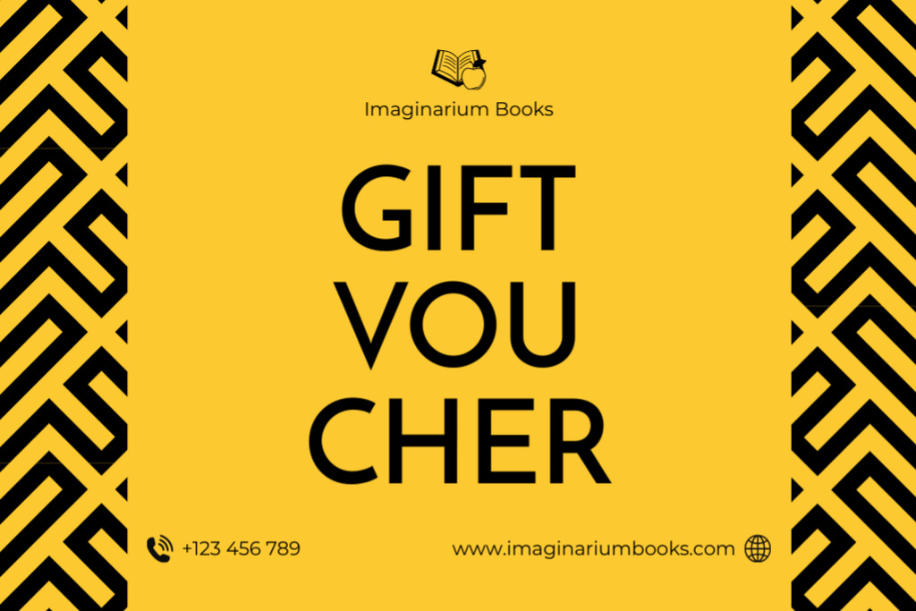 Szablon projektu Black and Yellow Bookstore Gift Voucher Gift Certificate