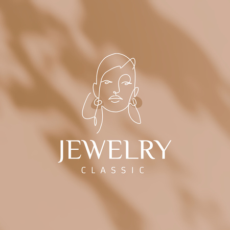 Oznámení kolekce šperků s ženskou tváří Logo Šablona návrhu