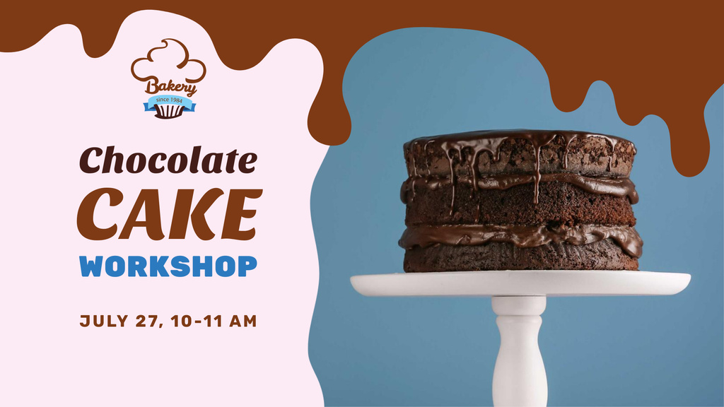 Chocolate cake workshop promotion FB event cover Šablona návrhu