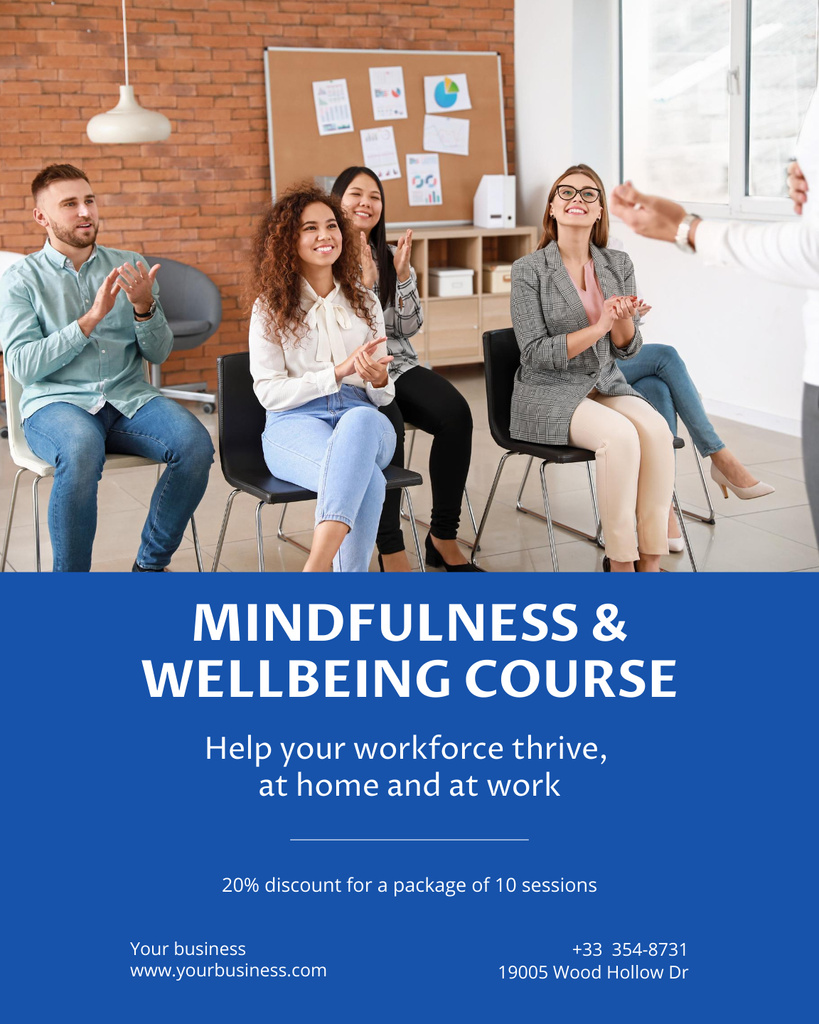 Mindfullness and Wellbeing Course for Successful Life Poster 16x20inデザインテンプレート