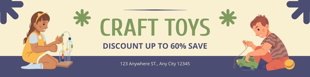 Ontwerpsjabloon van Twitter van Offer Craft Toys at Discount