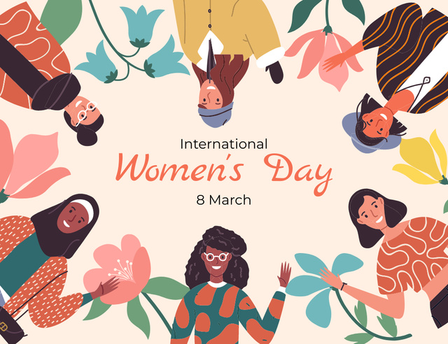 Welcome to Women's Day Celebration Thank You Card 5.5x4in Horizontal Tasarım Şablonu