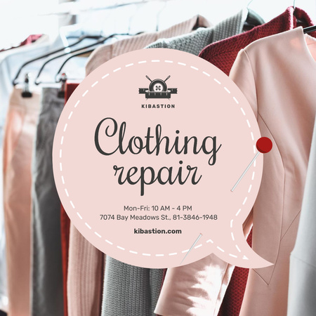 Wardrobe with Clothes on Hangers in Pink Instagram Design Template
