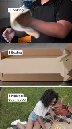 Этапы приготовления пиццы для клиента в ресторане быстрого питания TikTok Video – шаблон для дизайна