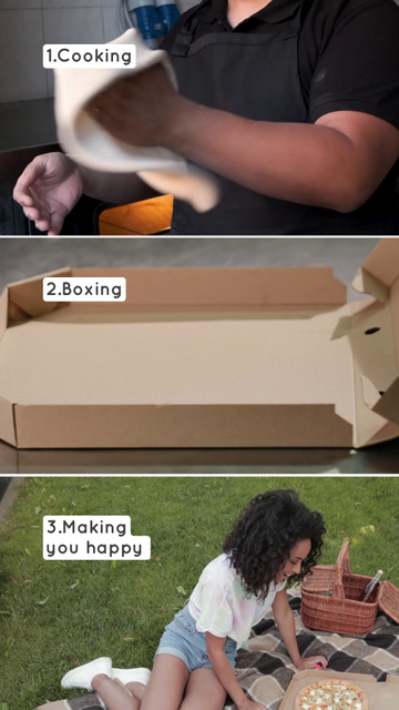 Designvorlage Steps Of Making Pizza For Customer In Fast Restaurant für TikTok Video