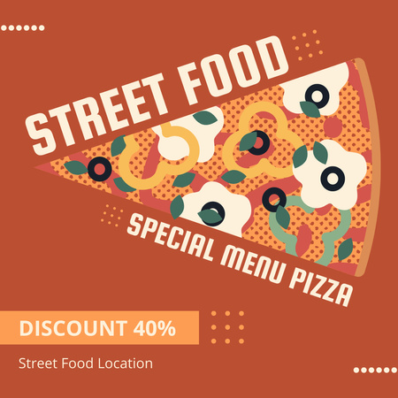 Pizza in Street Food Menu Instagram Tasarım Şablonu