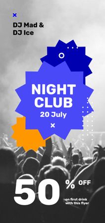 Night Club Promotion with Silhouettes of People Flyer DIN Large Design Template