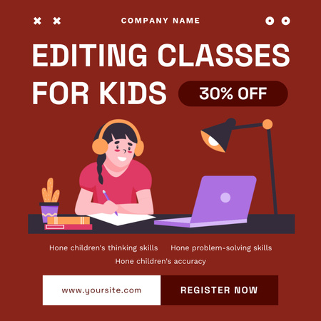 Best Editing Classes For Children With Discounts Offer Instagram Design Template
