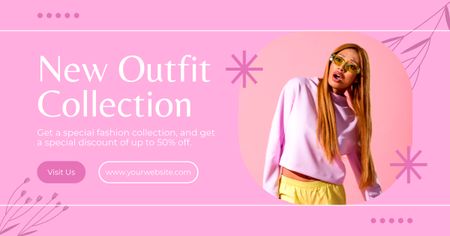 Designvorlage Frische Outfits-Kollektion in Pink mit Rabatt und Ausverkauf für Facebook AD
