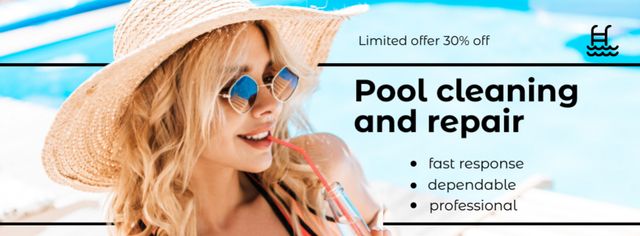Pool Cleaning Service Offer Facebook cover Design Template